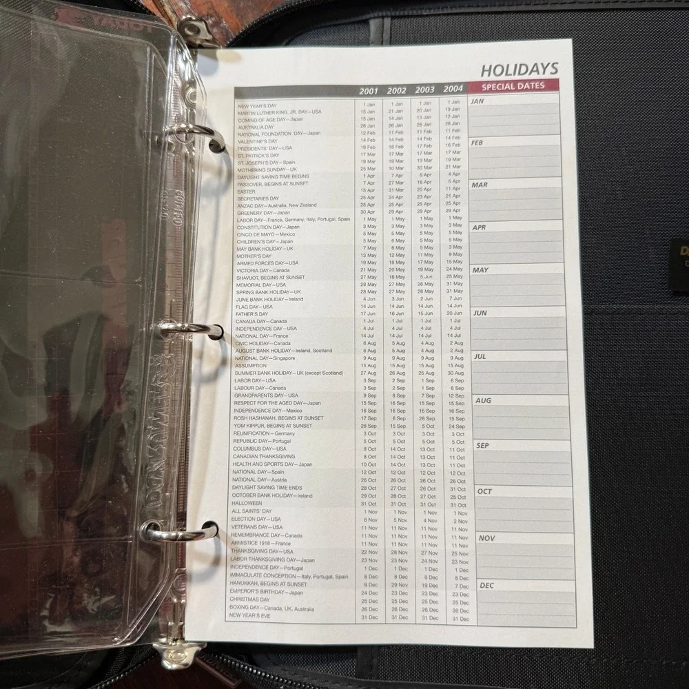 Dayrunner Planner 3 Ring 8x10 Black Zip Around Pockets Organizer Y2K‎